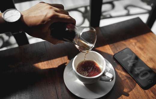 Fresh black coffee to drink