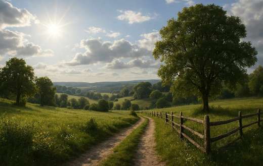 Nature landscape with foot path