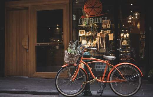 Street orange bicycle park