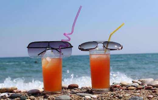 In the beach with fresh cold drink