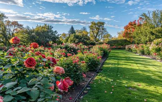Rose garden fully manicured