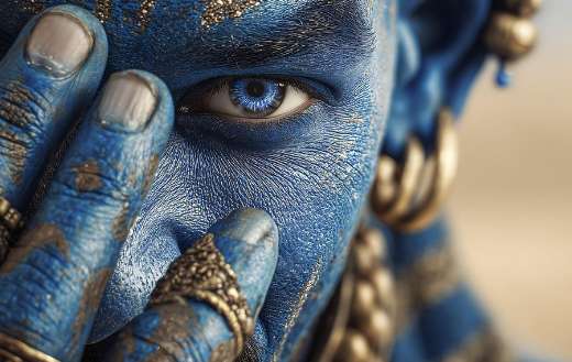 Blue color man magic genie