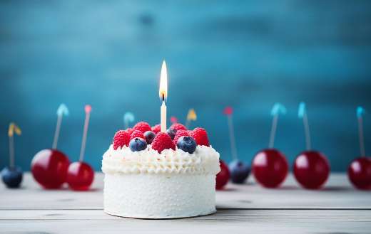 Cake with candle to blow party