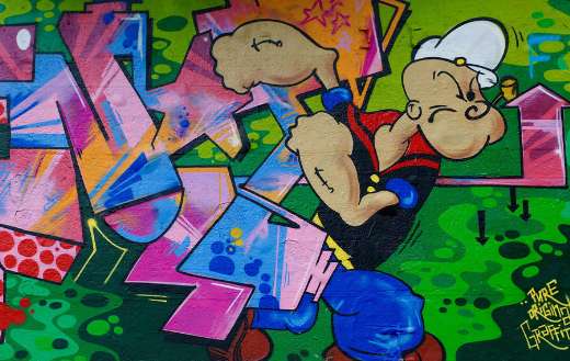 Popeye graffiti wall
