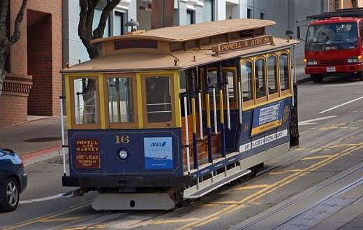 Cable car tram rails transportation