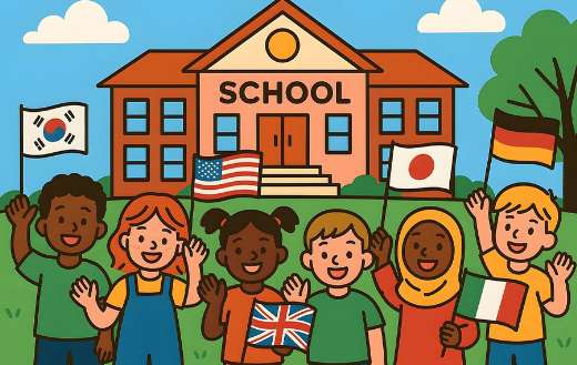 Colorful cartoon kids illustration