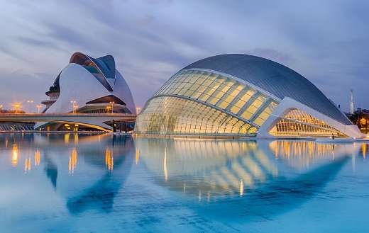 Evening picture architecture Valencia Spain Calatrava