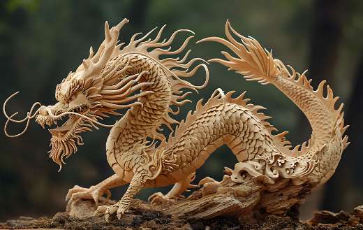 Scuplted wooden dragon