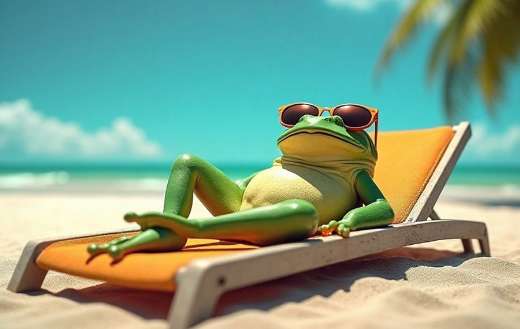 Summer frog relaxing