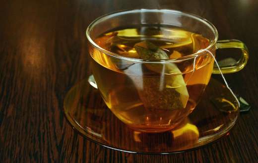 Tea bags transparent cups