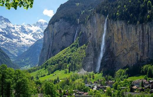 Waterfall Switzerland from far