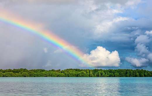 Beautiful nature landscape with the rainbow