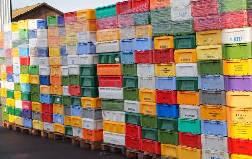 Colorful fish boxes fishing port