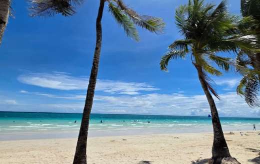 Oh white beach of Boracay small island in the Philippines