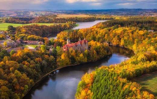 Czocha castle in Lower Silesia Poland autumn nature landscape