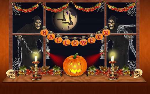 Halloween decoration with moonlight