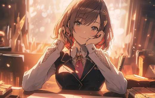 Anime girl with office like setting