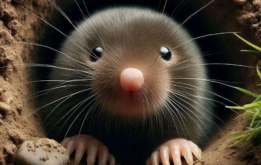 Cute looking mole inside the hole