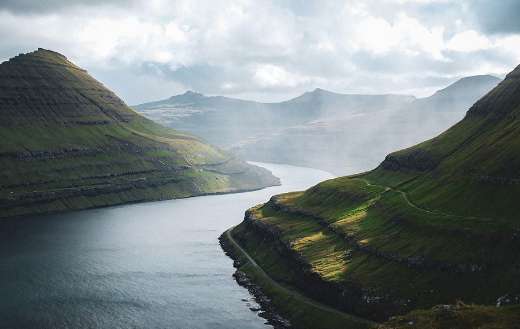 Faroe island Fjord mountain