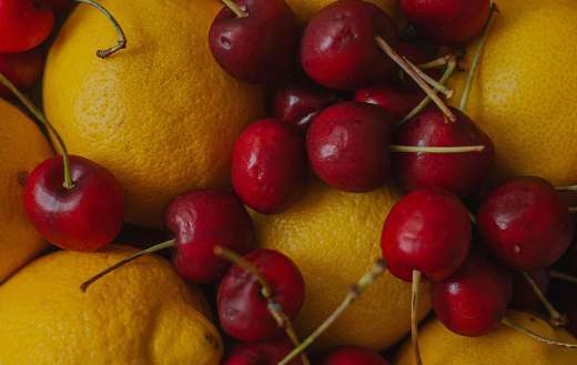 Lemons and cherries fruits
