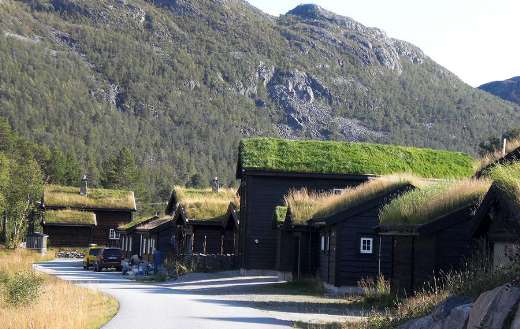 Norway little vacation houses in the mountain