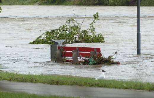 Park bench flooded