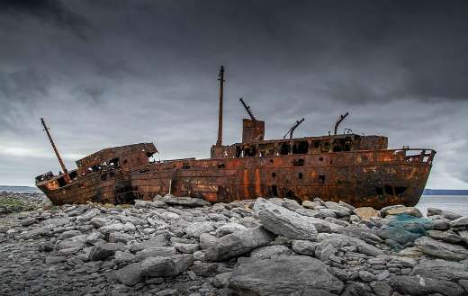 Remains of a shipwreck washed ashore