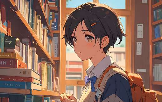 A girl in the library
