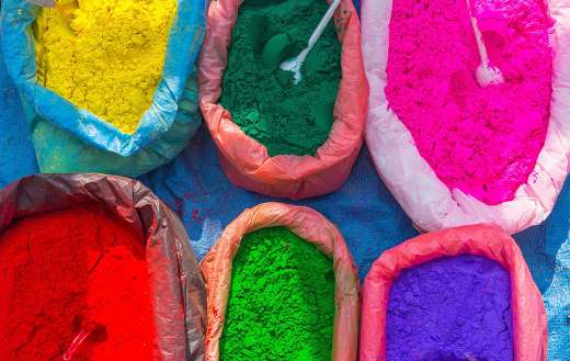 Bags of colorful powders