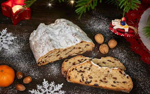 Traditional German Christmas treat Stollen