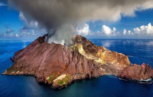 Whakaari white Island active volcano off the coast New Zealand