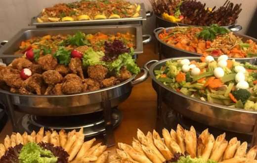 Extensive buffet with various dishes
