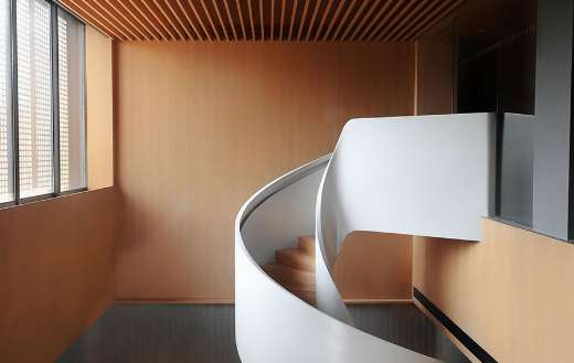 Modern sculptural spiral staircase