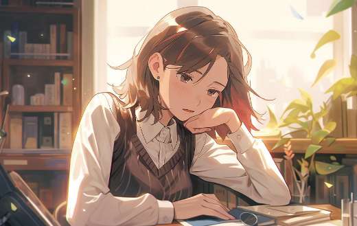 Student like anime studying